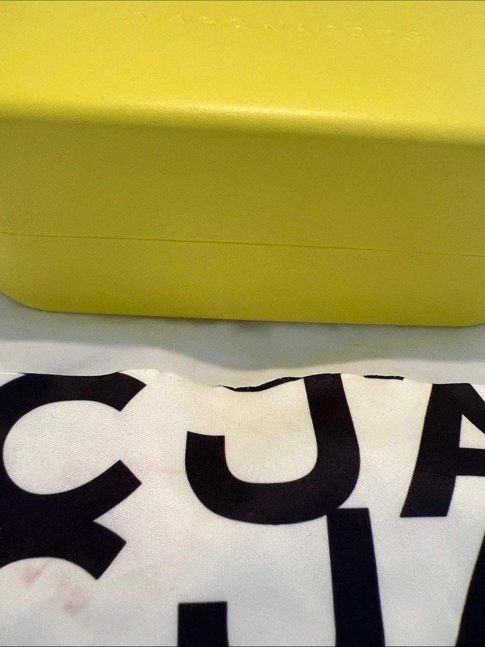 Marc Jacobs Yellow and Black Eyewear/Accessory Case with Branded Cloth